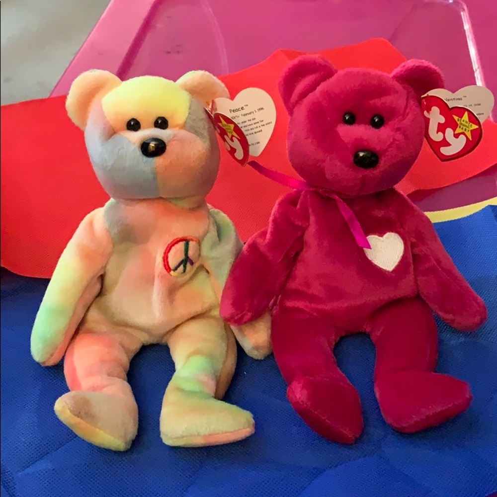 TY Beanie Baby Bears: Peace & Valentine